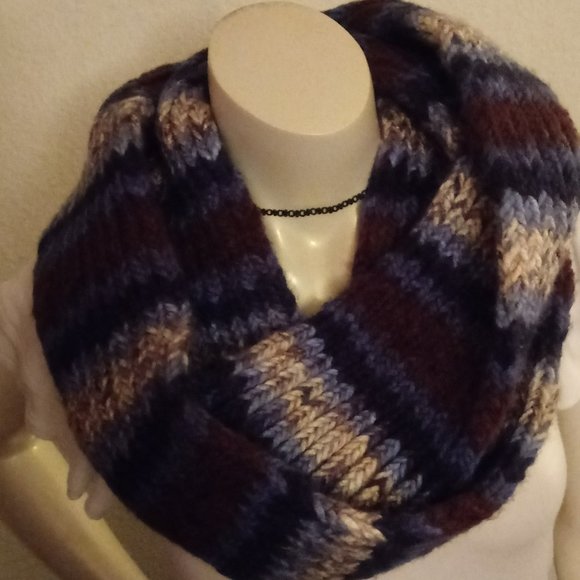 Blue/Brown/Beige Infinity Scarf - Picture 1 of 14
